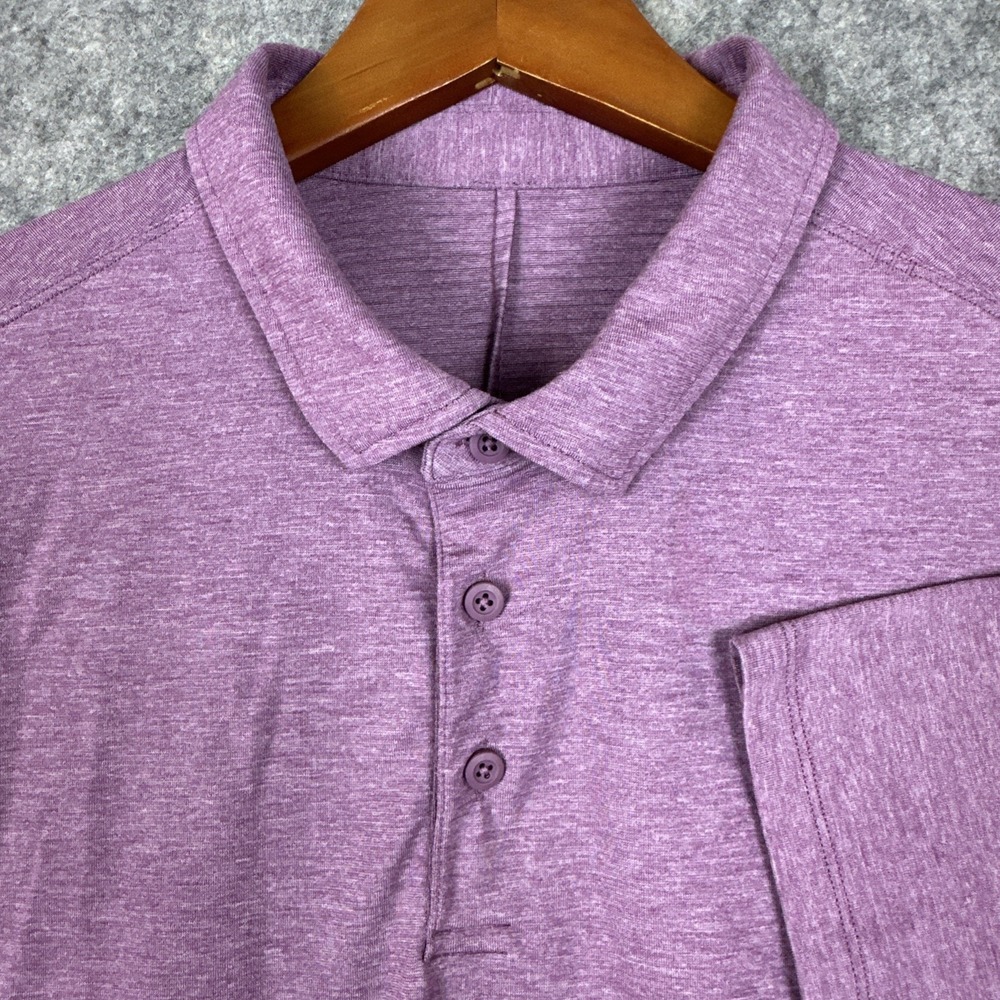 Lululemon Evolution Polo Shirt Mens M Purple Heathered Short Sleeve Golf Top EUC
